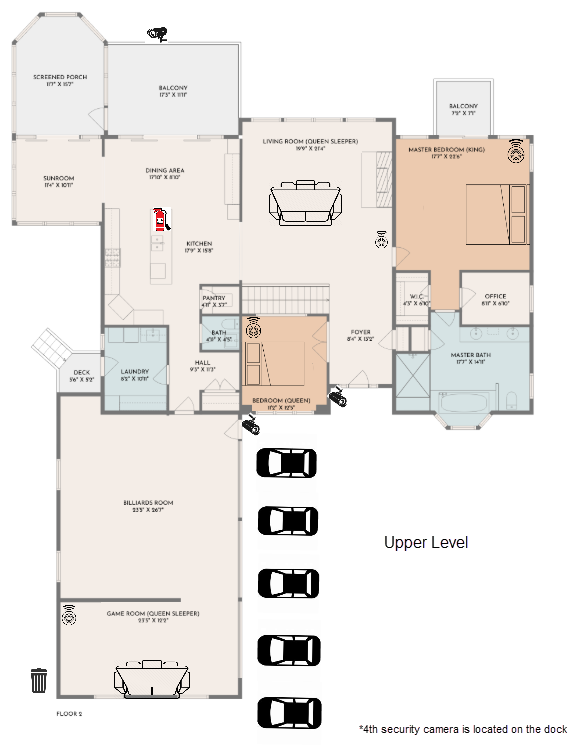 Upper Level - Floor Plan with Sleeping arrangements