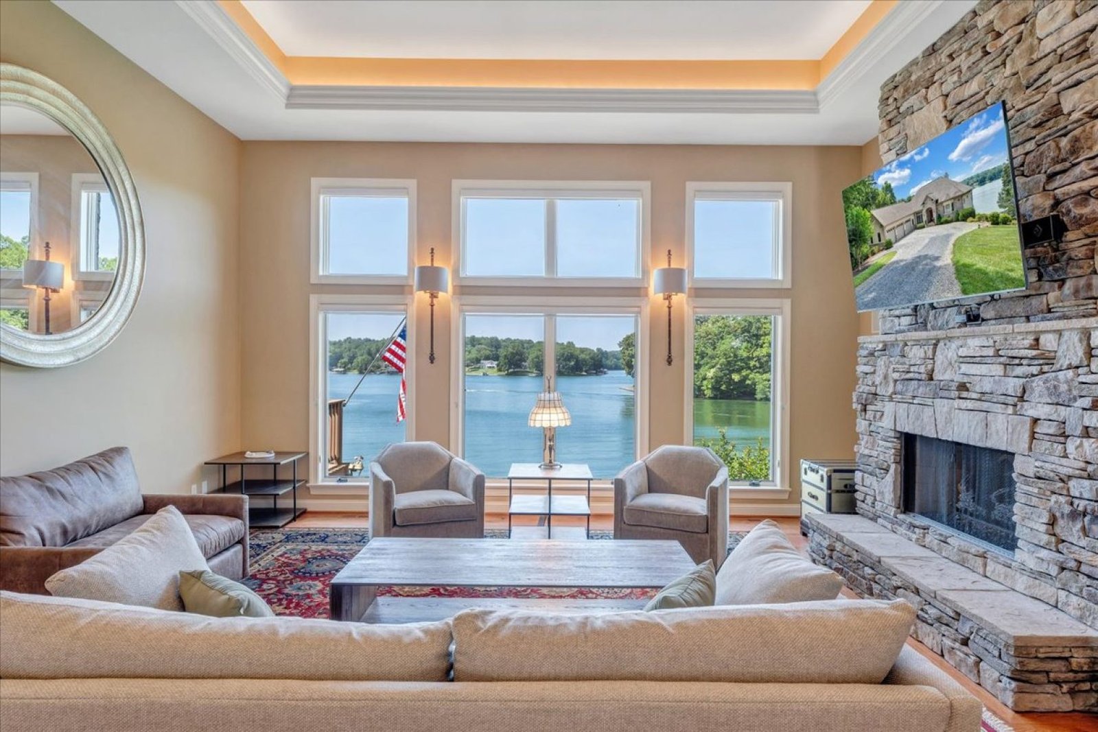Upper Living Room Facing Lake