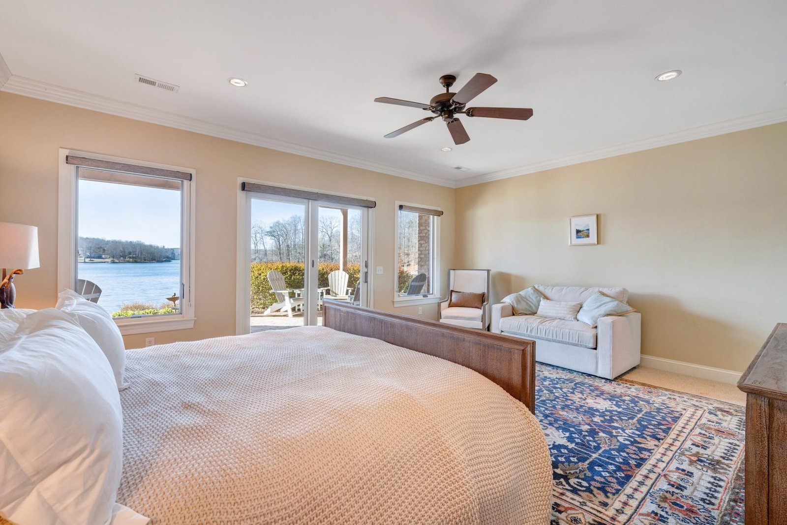 Bedroom 2: King Bed + Twin Sleeper & Patio Access (Bottom Floor)