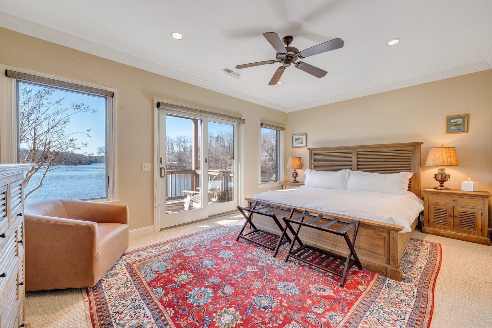 Bedroom 3: King Bed & Private Balcony (Bottom Floor)