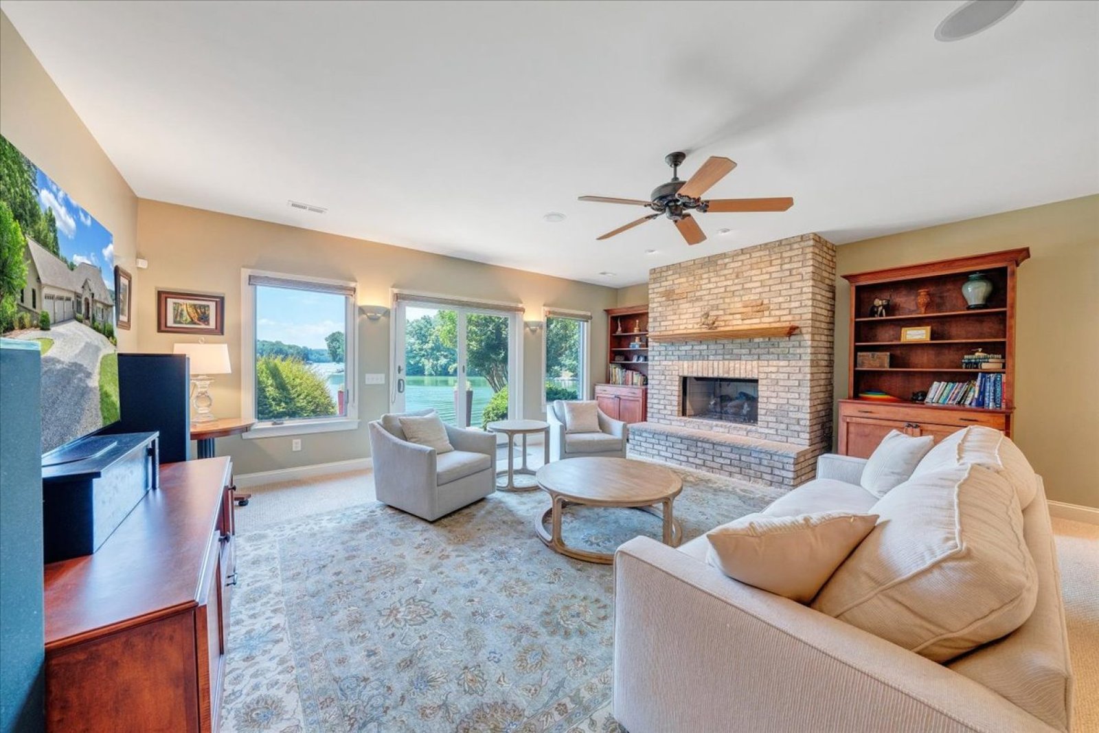 Lower Living Room Facing Fireplace