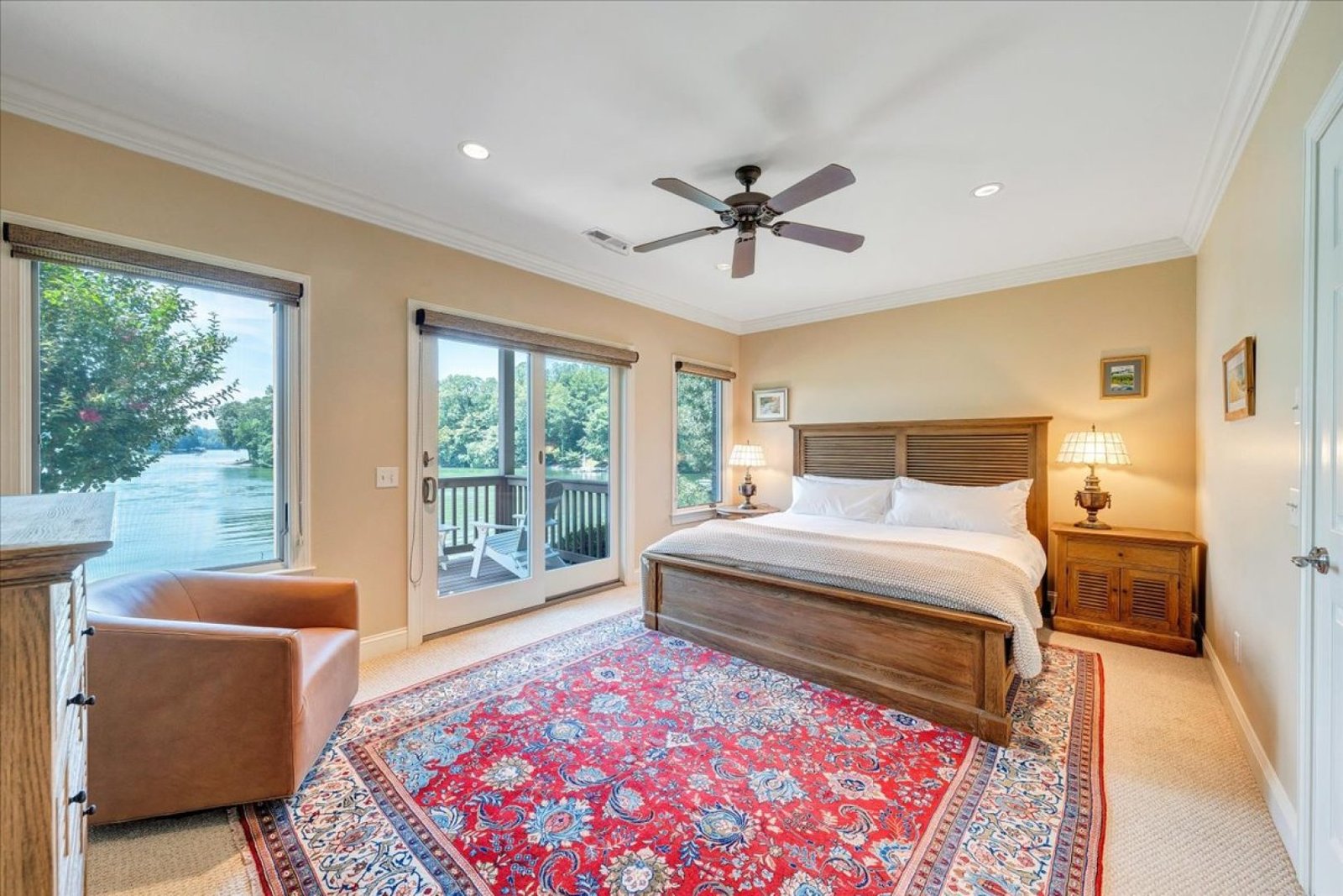 Bedroom 3: King Bed & Private Balcony (Bottom Floor)