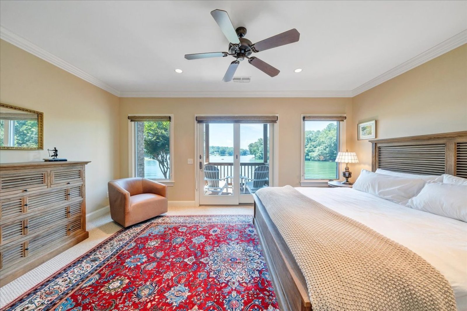 Bedroom 3: King Bed & Private Balcony (Bottom Floor)