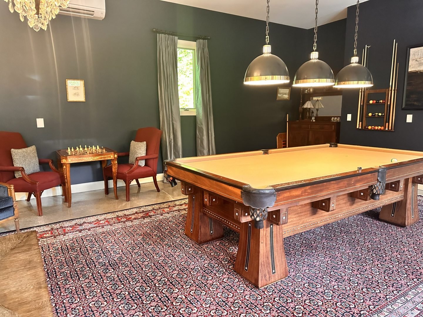 Billiards Room with Game (Chess, Checkers, Roulette) Table
